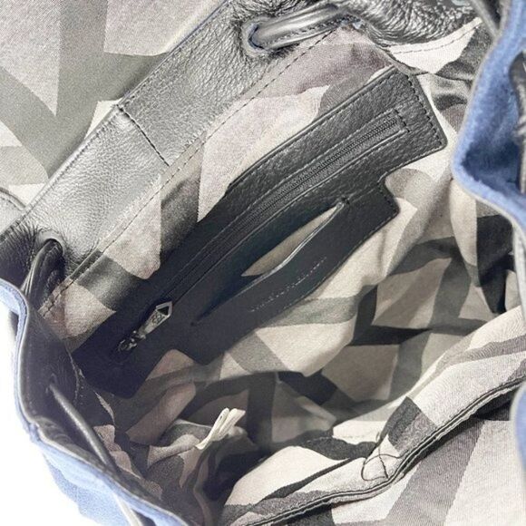 CHRISTOPHER KON Blue Suede Black Leather Backpack  - Picture 5 of 16